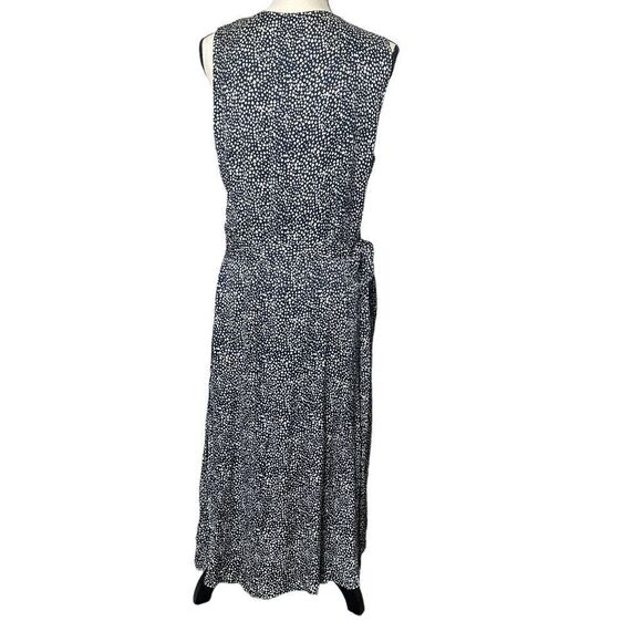 Threads 4 Thought Wrap Dress Navy Blue and White Polka Dot - Picture 2 of 6